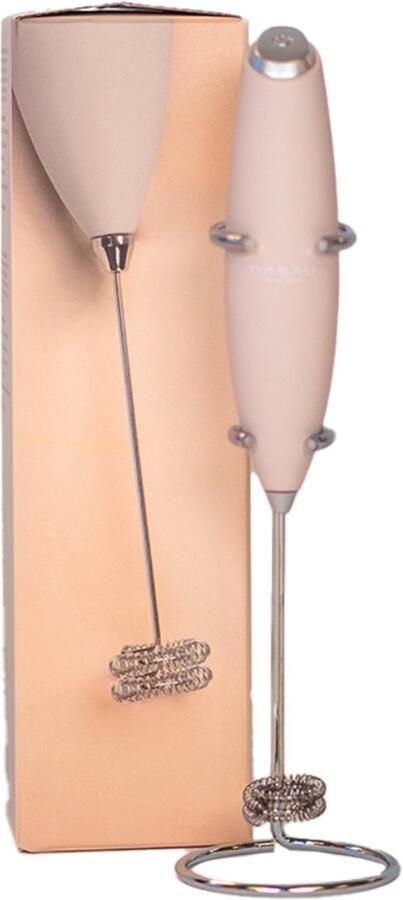 Cabau Bloom Mixer – Draadloze Elektrische Mini Mixer voor Shakes & Supplementen – Beige – Dubbele Whisk Klontvrij Mixen zonder Shakebeker – Incl. Standaard