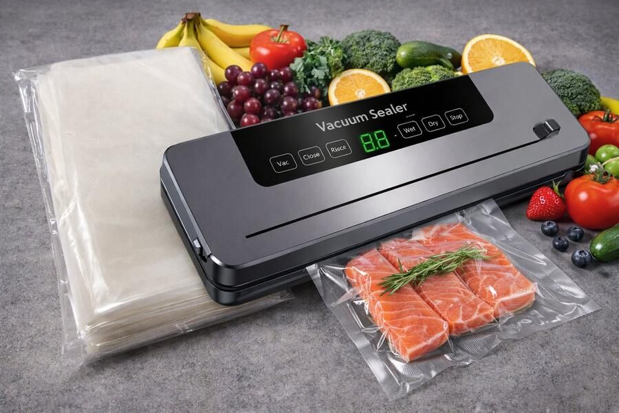 Cade Pudi Vacuümmachine voor Voedsel – Met Snijder – 30 cm Seal – 60 kPa – Nat & Droog – Inclusief 50 Sealzakken