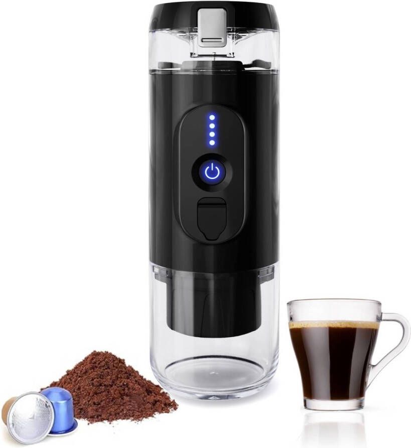 Caffe2go Presso XI Draagbaar koffiezetapparaat 110ml Reservoir Gemalen Koffie & Koffie Capsules 18 Bar 12 Volt Draagbare Koffiezetter Klein Koffiezetapparaat Auto Koffiezetapparaat Voor Op Reis