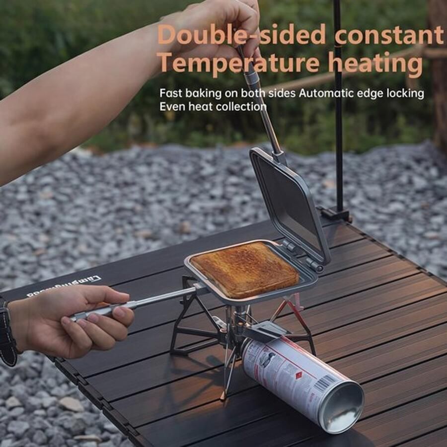 Camping Toastie Maker Aluminium Dubbelzijdig Verwarmende Toaster Sandwich Maker Multifunctioneel Aanrecht Grillpan Kookapparatuur (Zilver)
