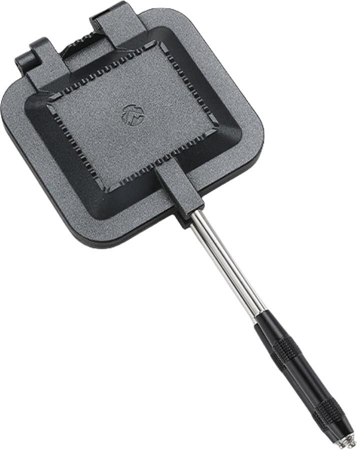 Camping Toastie Maker Aluminium Dubbelzijdige Verwarming Broodrooster Sandwich Maker Multifunctionele Kookplaat Grill Pan Kookapparatuur (zwart)