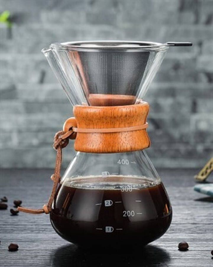 Campinoutdoor Koffiezetapparaat +RVS Roestvrij Staal Koffiefilter Giet Over Glazen 400ml