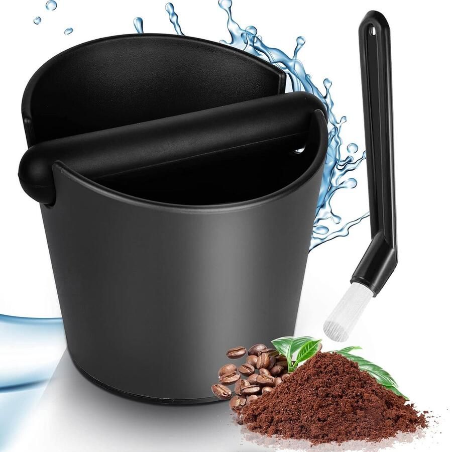 Candala Espresso Afklopbak voor koffiezeefdrager: afslagbox met koffiemachineborstel voor koffiedik afklopbak voor zeefdragers koffieklopbox barista-accessoires om koffiedik te verzamelen en te recyclen
