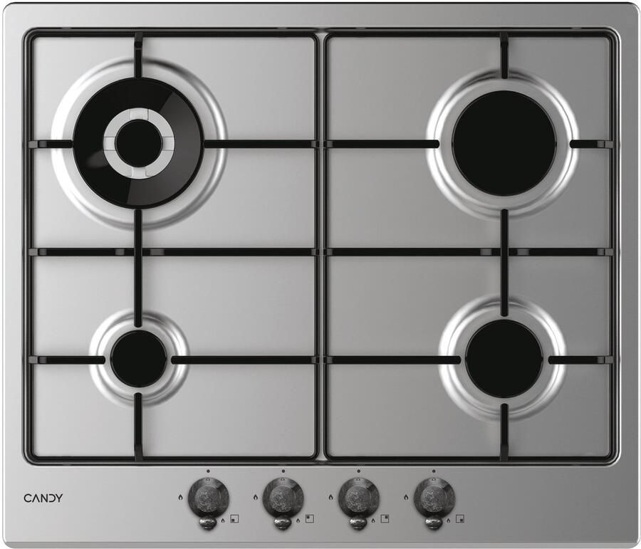 Candy Classic CHW6BR4WTX Roestvrijstaal Ingebouwd 59 cm Gaskookplaat 4 zone(s)