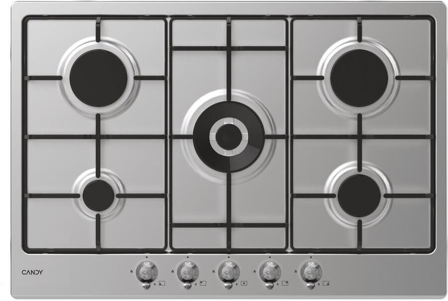 Candy Classic CHW74WTX Roestvrijstaal Ingebouwd 75 cm Gaskookplaat 5 zone(s)