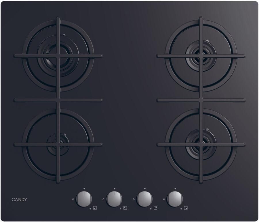 Candy CVG6B Zwart Ingebouwd 59 cm Gaskookplaat 4 zone(s)