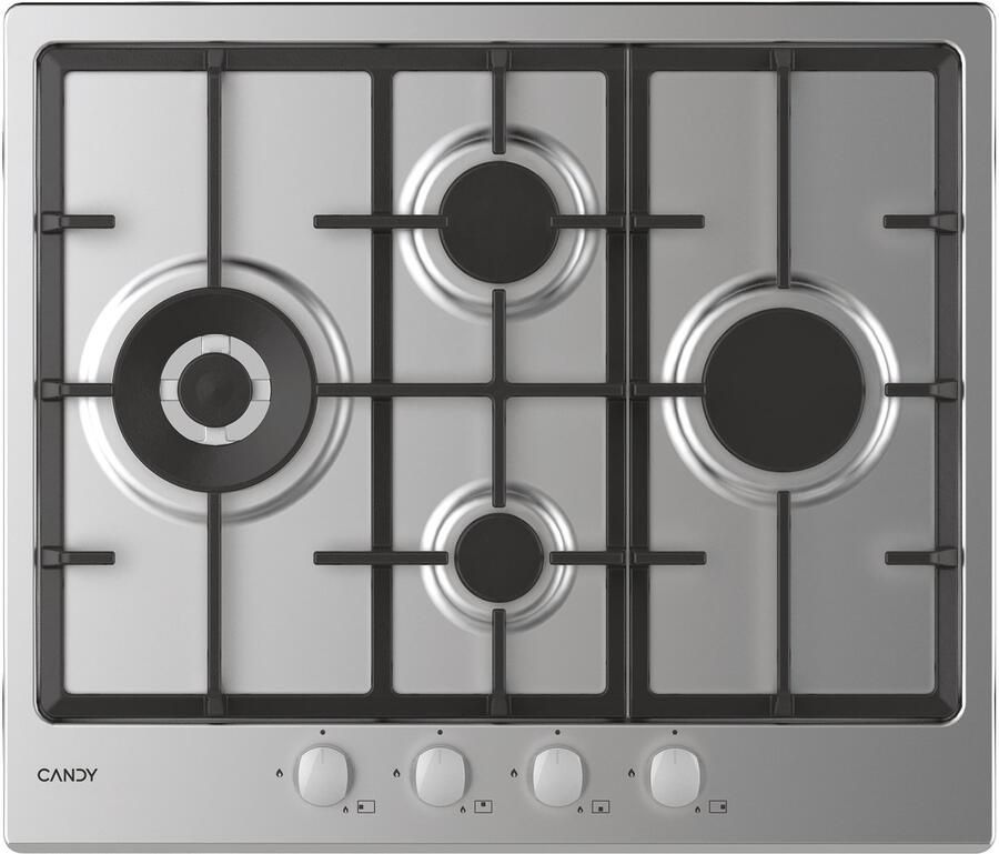 Candy Timeless CHG6D4WX Roestvrijstaal Ingebouwd 60 cm Gaskookplaat 4 zone(s)