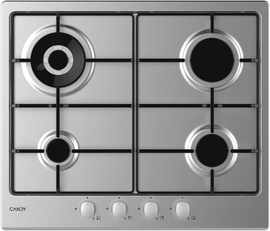 Candy Timeless CHW6BR4WX Roestvrijstaal Ingebouwd Gaskookplaat 4 zone(s)