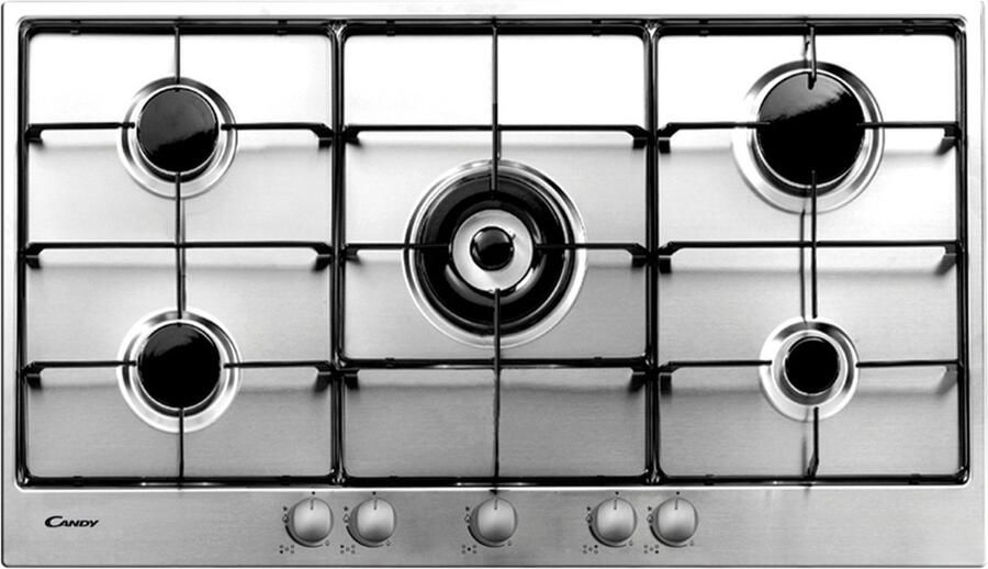 Candy Timeless PG953 1SX Roestvrijstaal Ingebouwd 90.9 cm Gaskookplaat 5 zone(s)