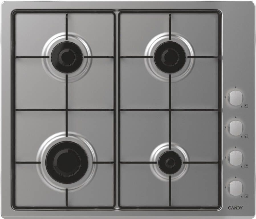 Candy Smart CHW6LX Roestvrijstaal Ingebouwd 60 cm Gaskookplaat 4 zone(s)