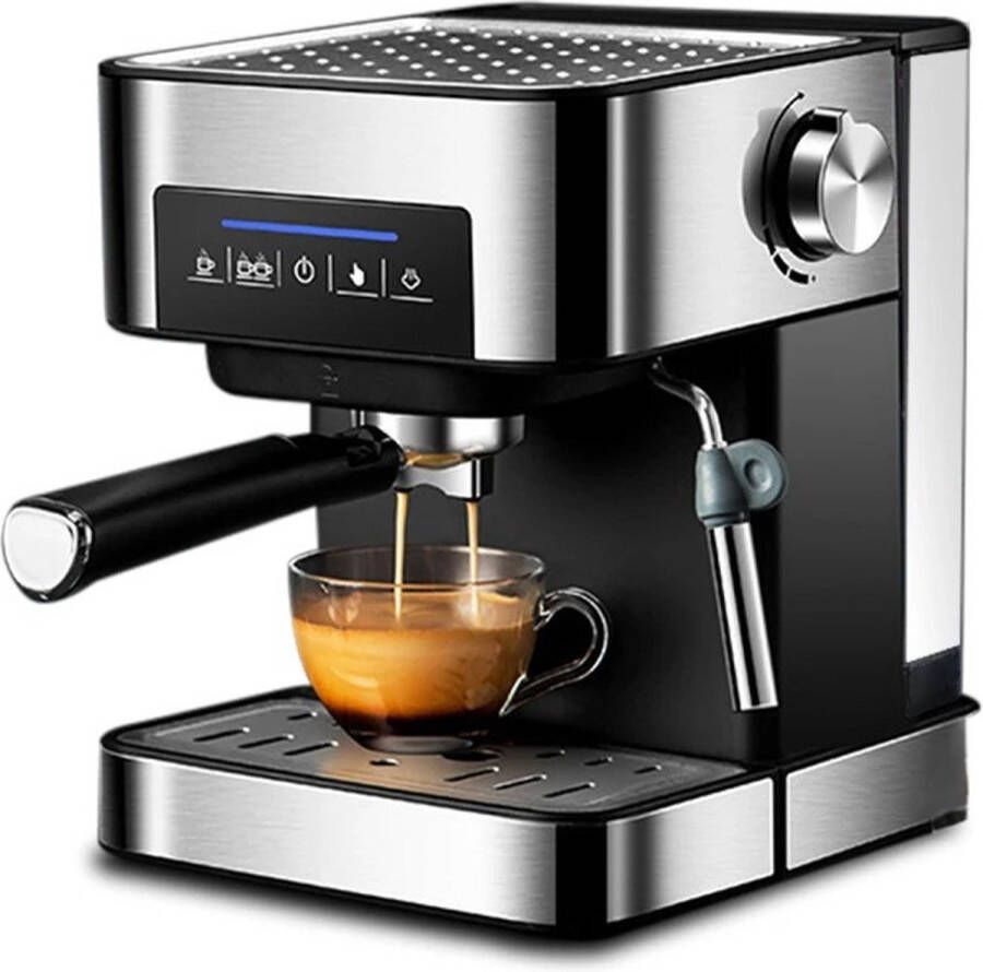 Carlovo Espressomachine Koffiemachine Koffiezetapparaat Koffieautomaat Italiaanse Espressomachine Koffiezetapparaat Met Stoompijpje 20 Bar 1.6L Zwart Zilver