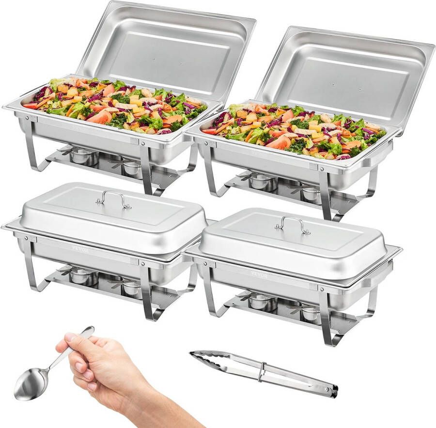 Carlovo roestvrijstalen warmhoudcontainer Buffetschaal Serveerschaal Voedselverwarmer 4x7 5L Opvouwbaar