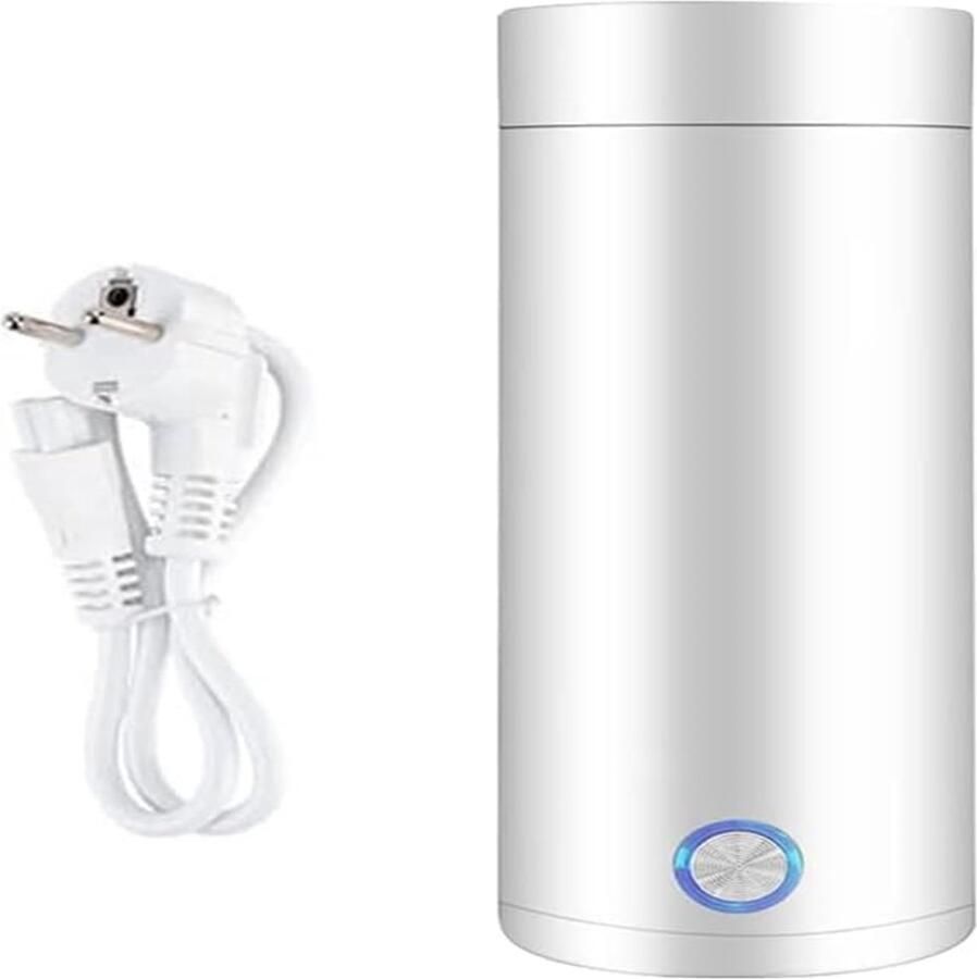 Carmdering Draagbare Waterkoker Heetwaterdispenser- Mini Waterkoker Kleine Waterkoker Reis Waterkoker Camping Waterkoker Met Temperatuurregeling Roestvrij Staal Wit