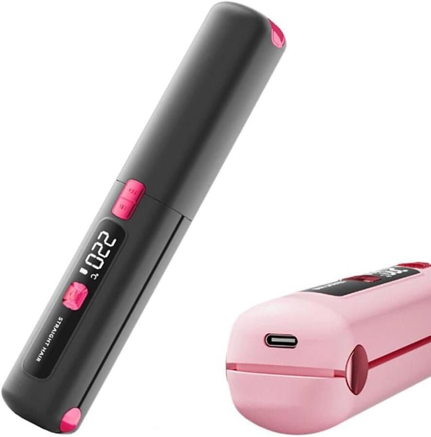 Carmdering Stijltang Draadloze Stijltang 2-in-1 Haartang 6 temperaturen LCD keramische platen Stijl haar en krullen 21×3 5×3 5 cm Snel opwarmen draagbaar zwart Perfect voor reis en dagelijks gebruik