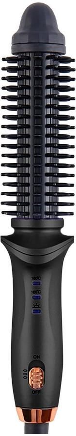 Carmdering Stijltang Krultang Hitte Borstel 2 temperaturen (160-180°C) snel opwarmen 防烫 PTC constante temperatuur beschermt haar Compact en draagbaar zwart Perfect voor thuis en reis
