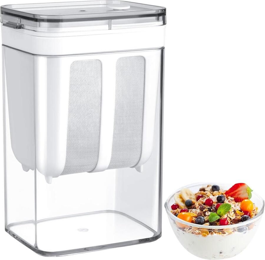 Carmdering Yoghurt Maker Zeef Multi Yoghurtzeef voor Griekse Yoghurt Sojamelk en Meer Griekse yoghurtzeef Griekse yoghurtmaker zelfgemaakte yoghurtzeef met een royale inhoud van 1100 ml