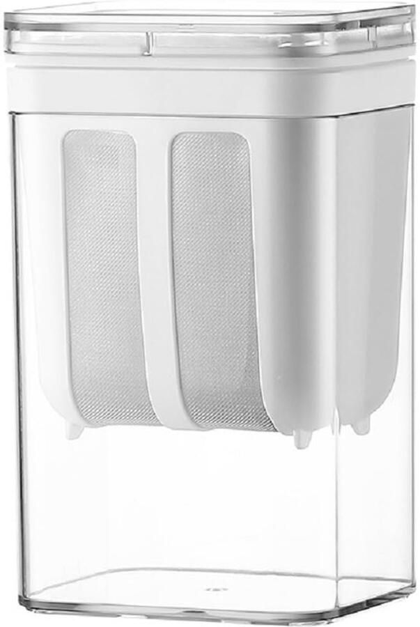 Carmdering Yoghurt Zeef Griekse Yoghurt Maker Filterpot Automatische Wei Afscheiding Luchtdicht Transparant Deksel 304 Roestvrij Staal Duurzaam Herbruikbaar Ruimtebesparend Ontwerp 1100ml