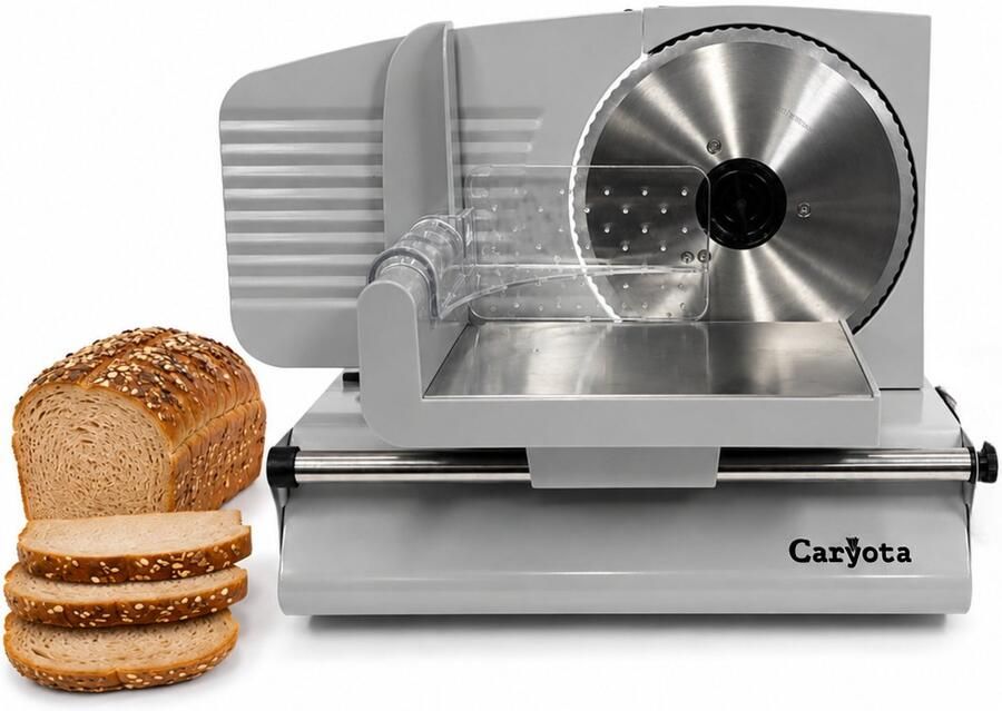 Caryota Broodsnijmachine Snijmachine Broodsnijder RVS Snijblad Ø 19 cm Anti-slip Verstelbare Dikte 1-15 mm 220 W Vaatwasserbestendig - Foto 2