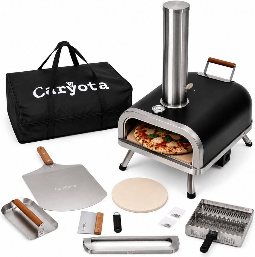 Caryota Pellet Pizza Oven Buitenoven BBQ en Grill Draagbaar Thermometer Authentieke pizza in 90 sec Tot 450 °C Pizza schep Deegsteker - Foto 4