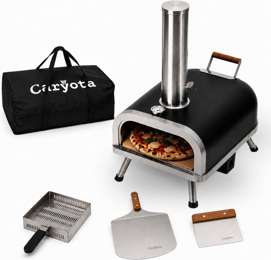 Caryota Pellet Pizza Oven Buitenoven BBQ en Grill Draagbaar Thermometer Authentieke pizza in 90 sec Tot 450 °C Pizza schep Deegsteker - Foto 2