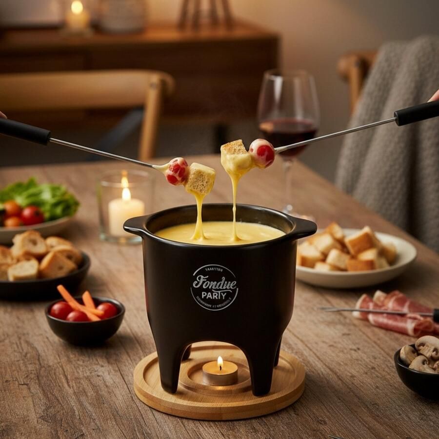 CASA DI ELTURO Tapas Kaas Fondueset – Zwart