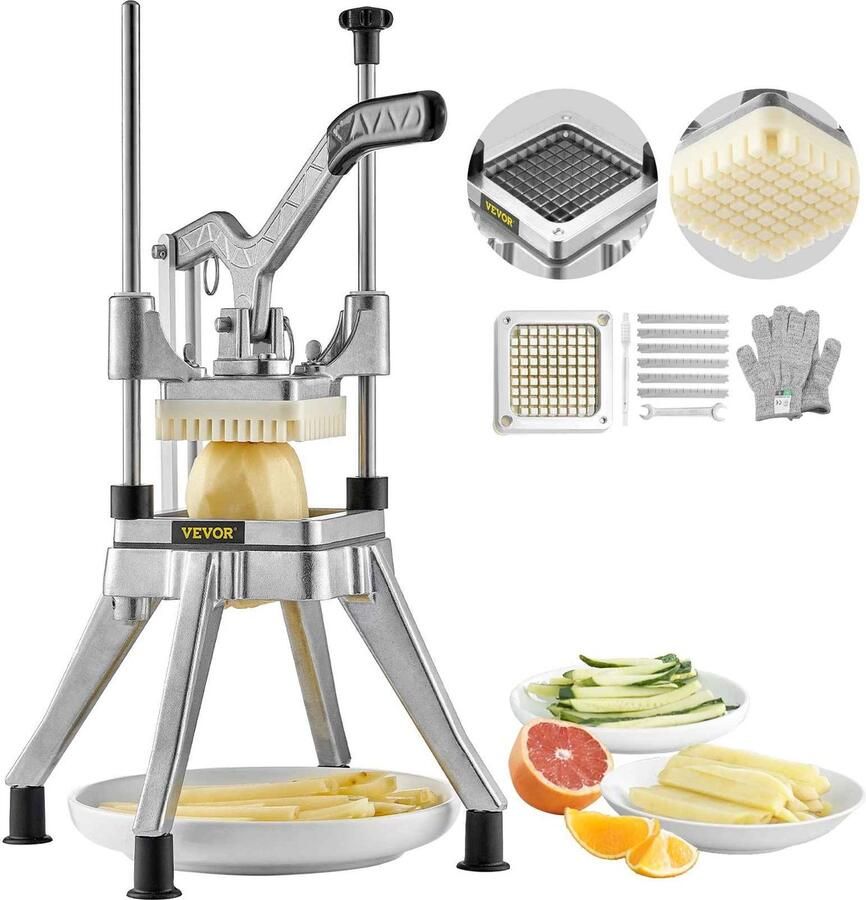 Casa Living Commerciële Groentesnijder Professionele Groente- en Fruitsnijder RVS 3 8 Inch Snijmes Antislip Voeten