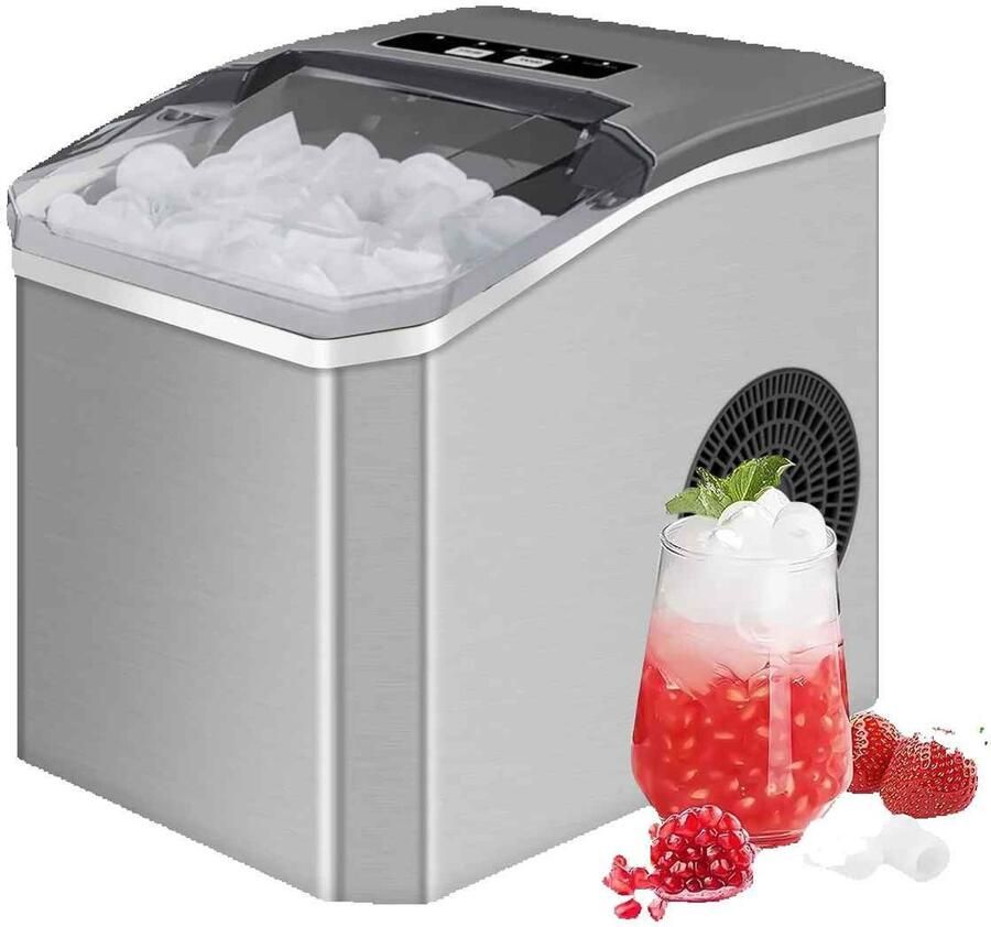 Casa Living Elektrische IJsblokjesmachine Ijsie 12KG 24U Compact Design 1.3L Watertank 220V RVS Behuizing Zilver