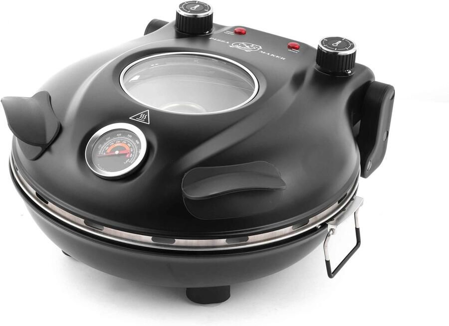 Casa Living Elektrische Pizza Maker Vlambestendige Stenen Plaat Tot 420 ℃ 1200 Watt 5 Temperatuur Niveaus 32CM Zwart