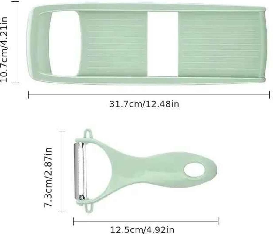 Casa Living Groentesnijder Multifunctionele Mandoline 5 Verwisselbare Messen Ergonomisch Handvat Vaatwasserbestendig Groen