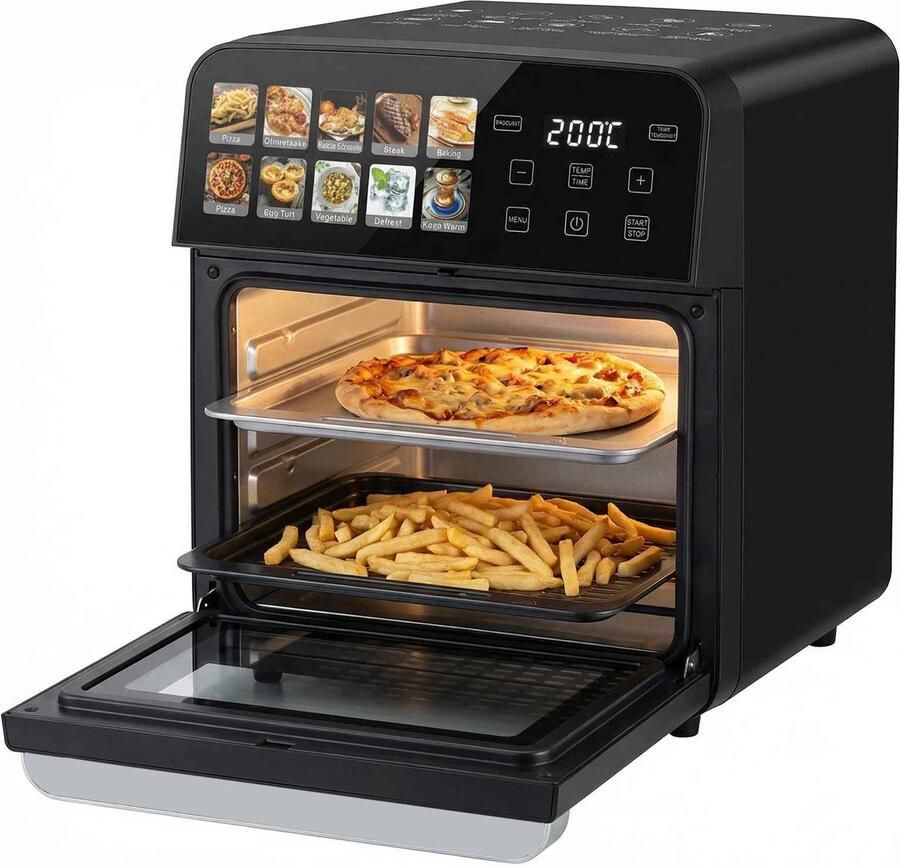 Casa Living Heteluchtfriteuse 1800W 10L Inhoud 11 Automatische Programma's 360° Heteluchtcirculatie Touchscreen
