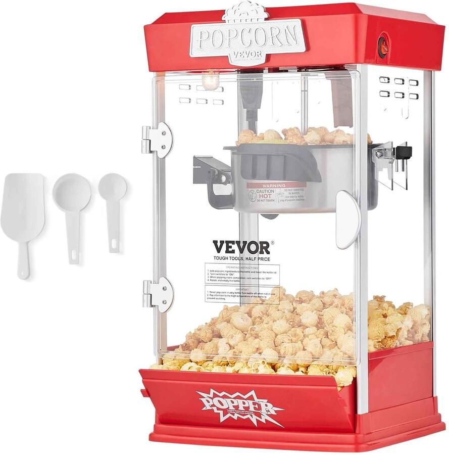 Casa Living Popcorn Machine Commerciële Popcornmachine 1 5 Gallon per Batch 480W Vermogen Inclusief Accessoireset