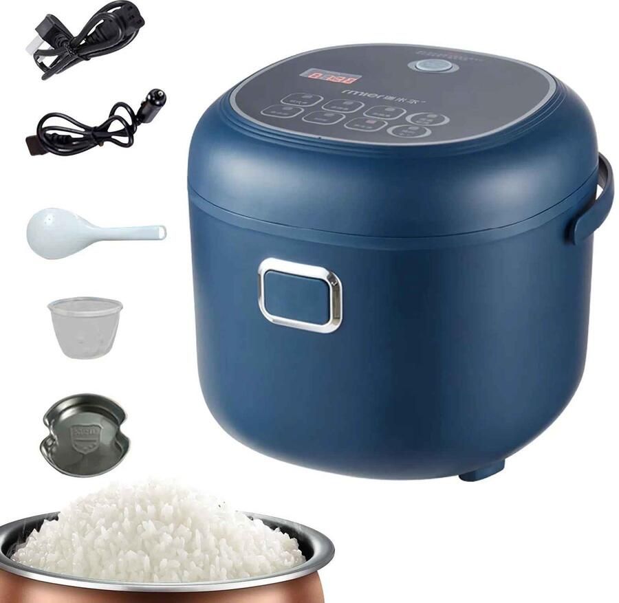 Casa Living Rijstkoker Rijststomer Antiaanbaklaag 2L Capaciteit 3 in 1 Voltage Compact en Draagbaar Ontwerp Blauw