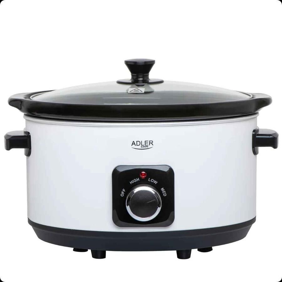 Casa Living Slowcooker Gezond & Smaakvol koken Keramische Kom 3 Warmtestanden Modern 5 8 liter Wit 36 5x32 4x24 8CM