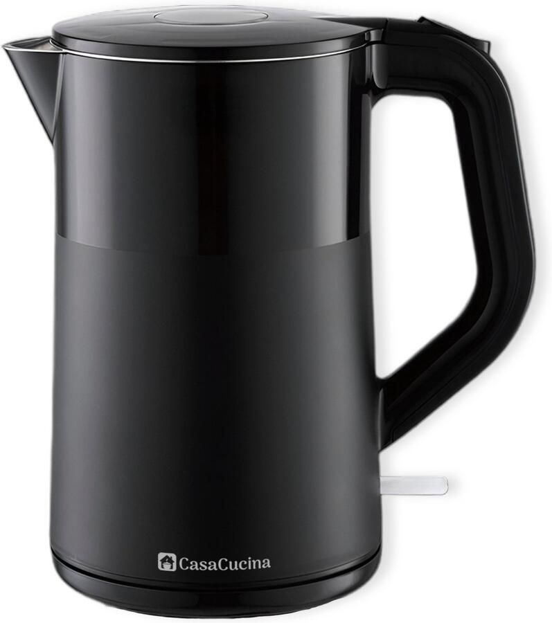 CasaCucina Waterkoker Dubbelwandig 2200W Elektrisch 1 7L Zwart Retro Met LED RVS Cool Touch