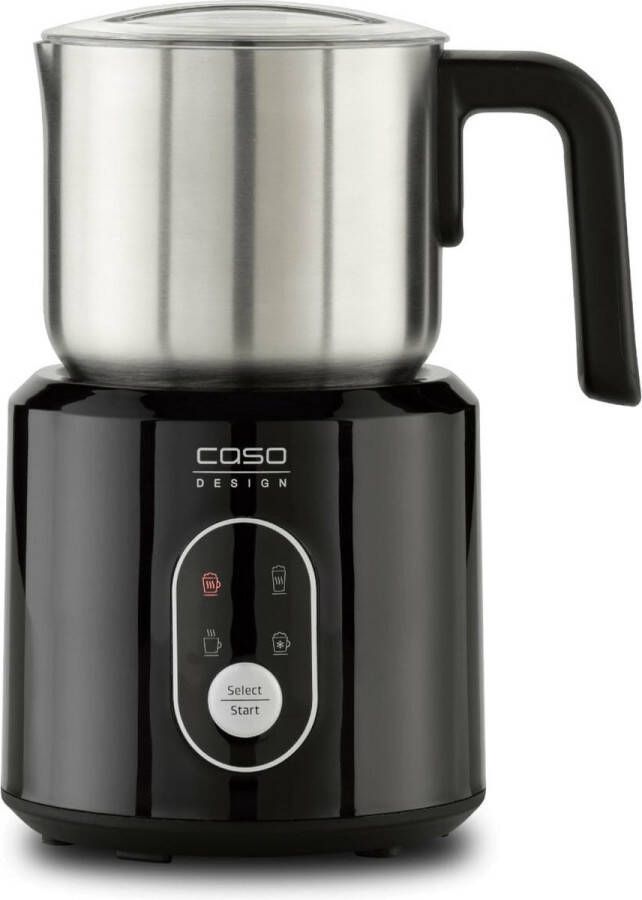 Caso Design CASO Crema & Choco Black Melkopschuimer – 4 functies – 500W – 250 ml melkschuim 350 ml warme melk – Zwart RVS