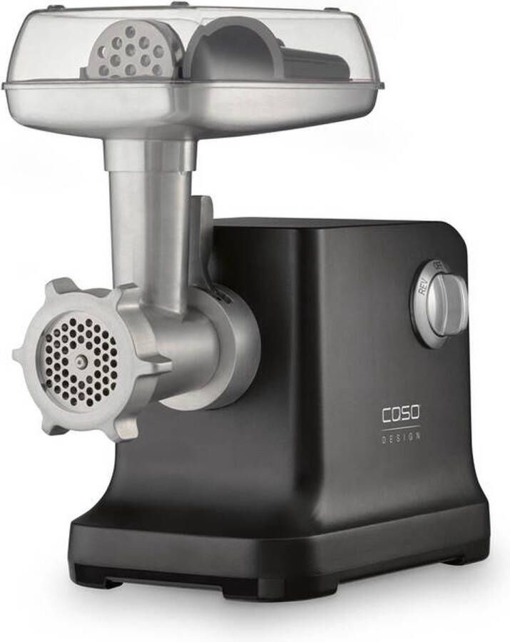 Caso Design CASO FW 2000 Vleesmolen – 2000 Watt – Zwarte Aluminium Behuizing – Titanium Mes – 3 Roestvrijstalen Schijven – Worstenvuller & Koekjesopzetstuk