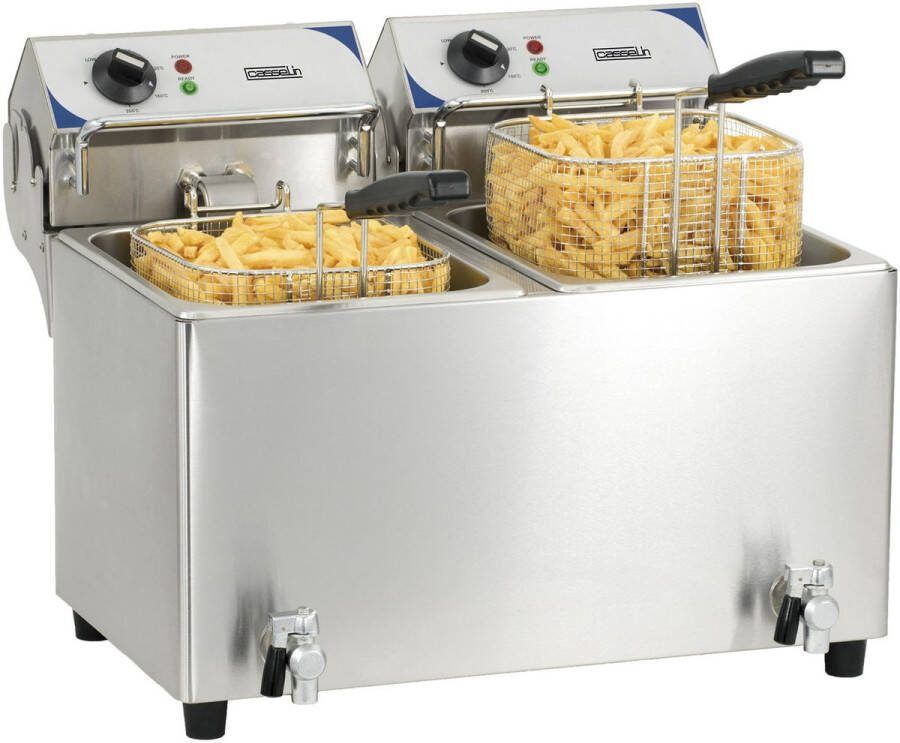 Casselin 2x7l 2x2800w elektrische friteuse met aftapkraan CFEV72