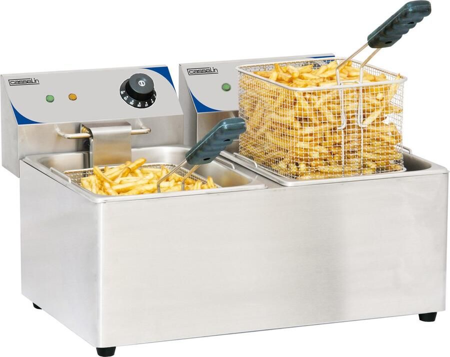 Casselin Professionele elektrische friteuse 2 x 8 Liter RVS