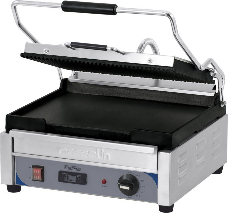 Casselin PANINI GRILL PREMIUM GROOT GERIBBELDE GLADDE MET TIMER