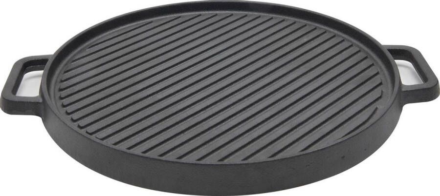 Cast Iron Grillplaat & Bakplaat Zwart 30x30 cm (2-zijdig: Ribbel & Vlak) Gietijzer