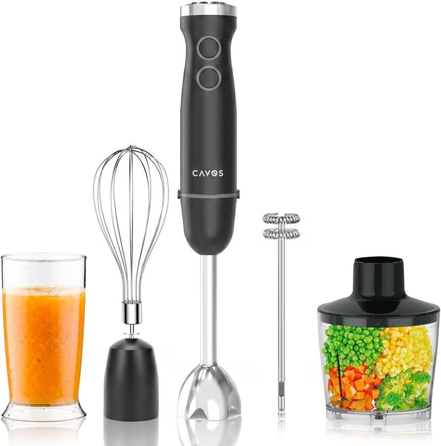 Cavos Staafmixer 5-in-1 set 1500W 20 Snelheden + Turbofunctie Vaatwasserbestendig Incl. Hakmolen garde melkopschuimer & Maatbeker RVS - Foto 2