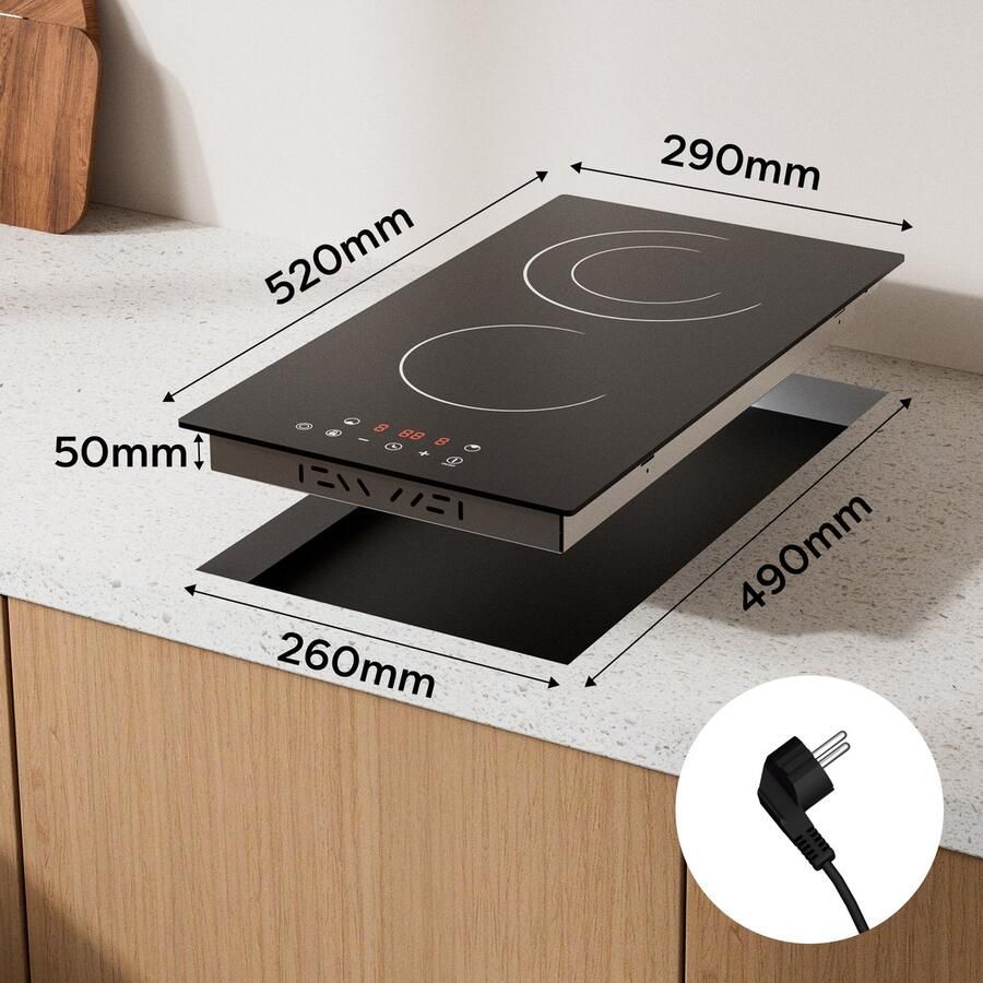 CDV ER322 Elektrische Keramische kookplaat 30 cm 2 Pits Inbouw & vrijstaand Onmiddellijke verwarming 3200 W