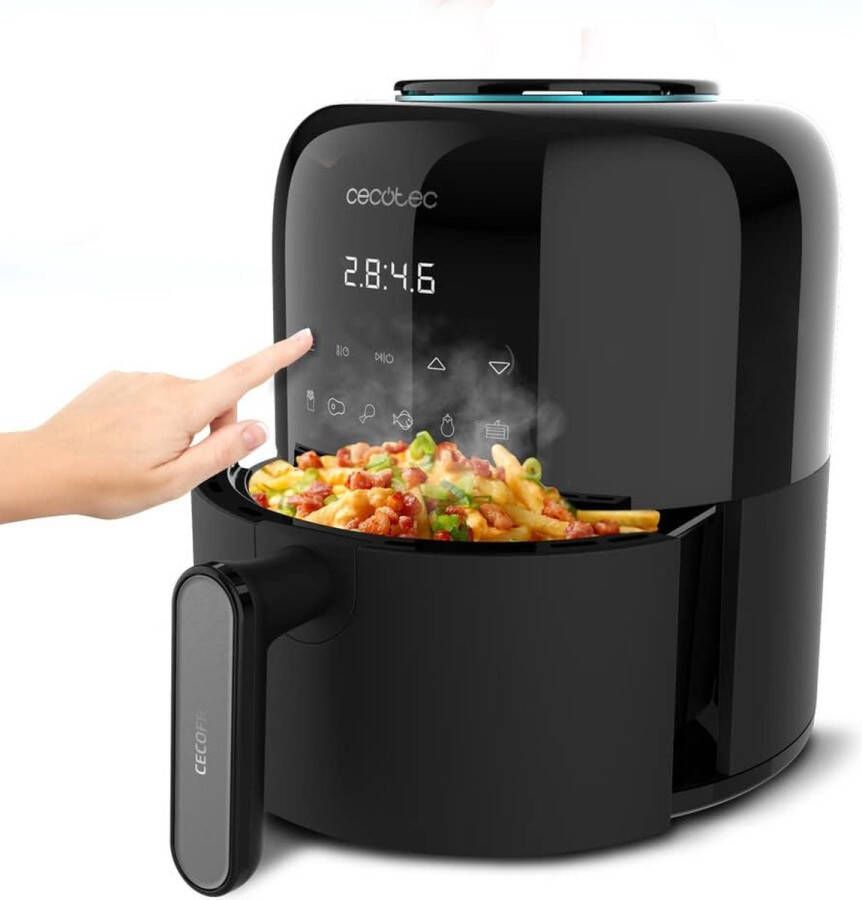 Cecotec Airfryer- Airfryers- Air fryer- Heteluchtfriteuse- 1200 W- 2 5 liter inhoud- Digitaal display- PFAS vrij- Zwart- 6 in 1 kookfuncties- 6 programma's- Temperatuurbereik 80 tot 100 °C