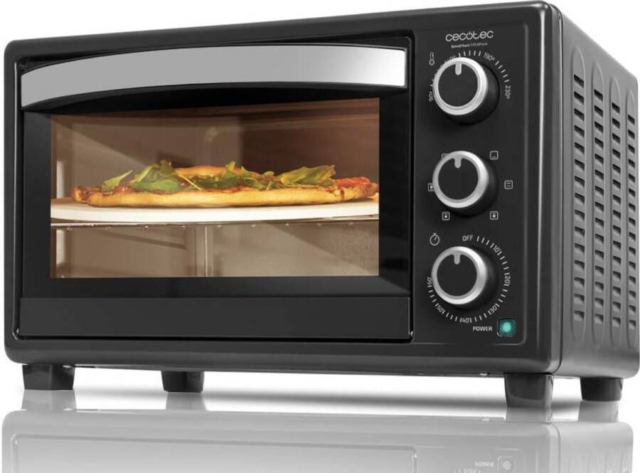 Cecotec Bake&Toast 2600 Combi oven met grill (26 liter) met binnenverlichting Inclusief pizzasteen en kruimel opvangbak Vrijstaand Pizza oven tot 230ºC Bakplaat 1500W
