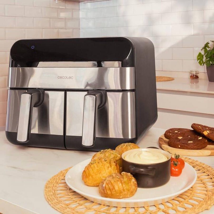 Cecotec Dubbele Airfryer XXL 9 Liter 8 Automatische Programma's Krachtig 2800w Vermogen Touchscreen Sync Functie