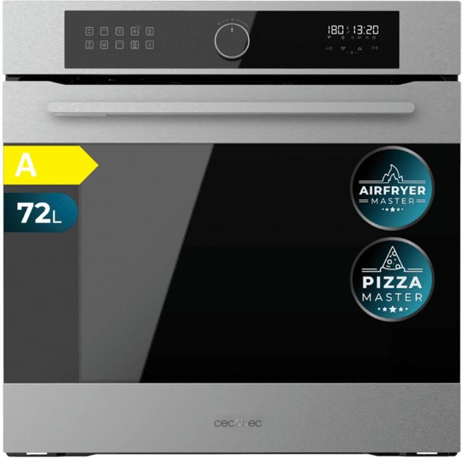 Cecotec Inbouw Multifunctionele Oven 60cm Bolero Hexa AF316000 Inox A. 3400W 72L Capaciteit 11 Functies met Airfryer Master Pizza Master Steam Assist Steam EasyClean 3D Cooking Ontdooien