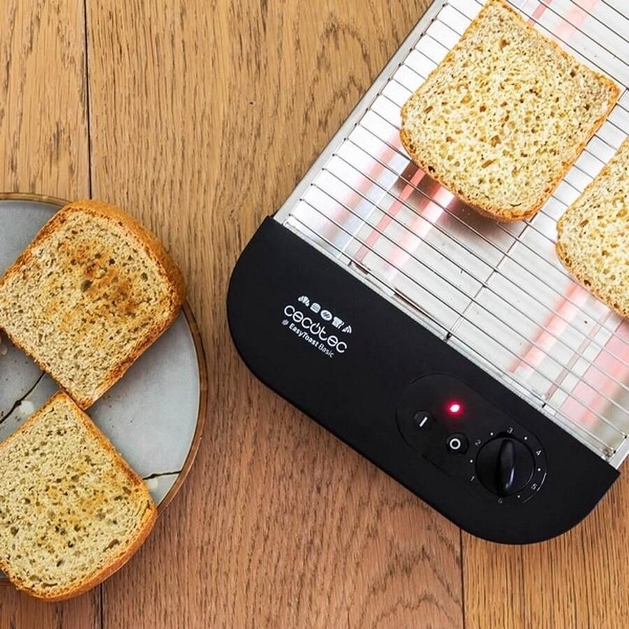 Cecotec BROODROOSTER TURBO EASYTOAST BASIC 600W ZWART ROESTVRIJ STAAL 900 W Broodrooster zwart Broodroosters