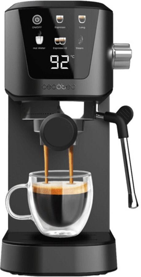 Cecotec Power Espresso 20 Touch Espressomachine 1350W 20 Bar Touchscreen Stoompijp 1L Watertank Thermoblock Kopjeswarmer Perfect voor Espresso & Cappuccino
