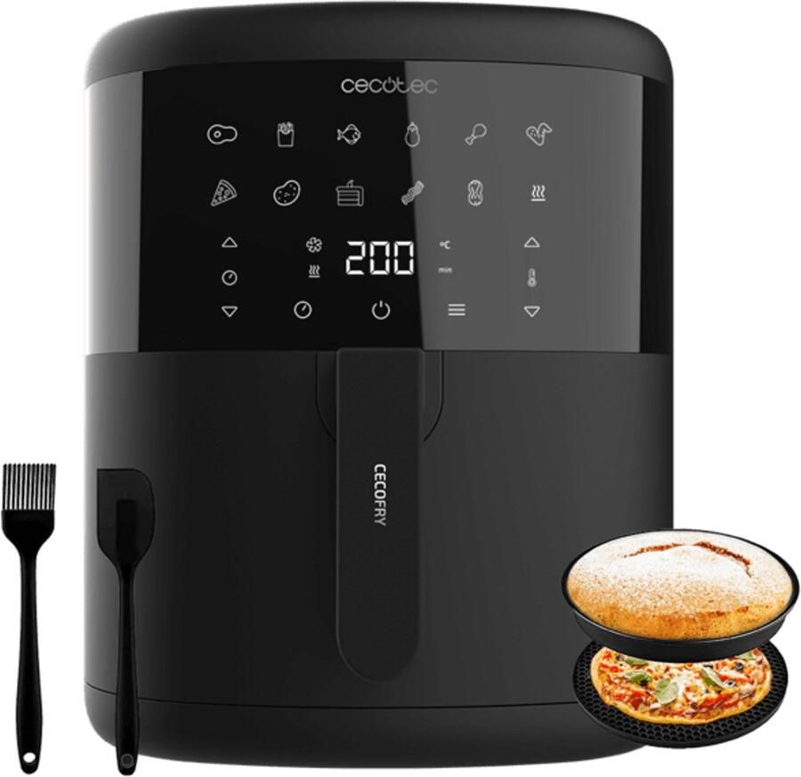 Cecotec Olievrije 6L heteluchtfriteuse met accessoires Cecofry Bombastik 6000 Full. 1700 W PerfectCook-technologie temperatuur