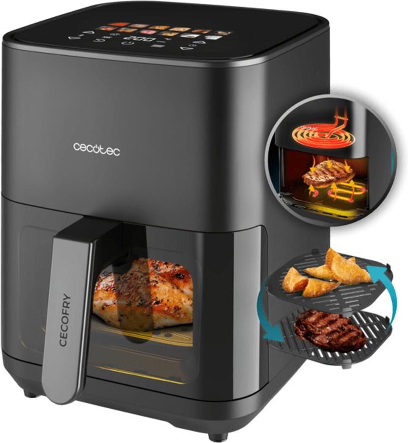 Cecotec Cecofry&Grill Duoheat 4000 Enkel 4 l Vrijstaand 1900 W Heteluchtfriteuse Zwart
